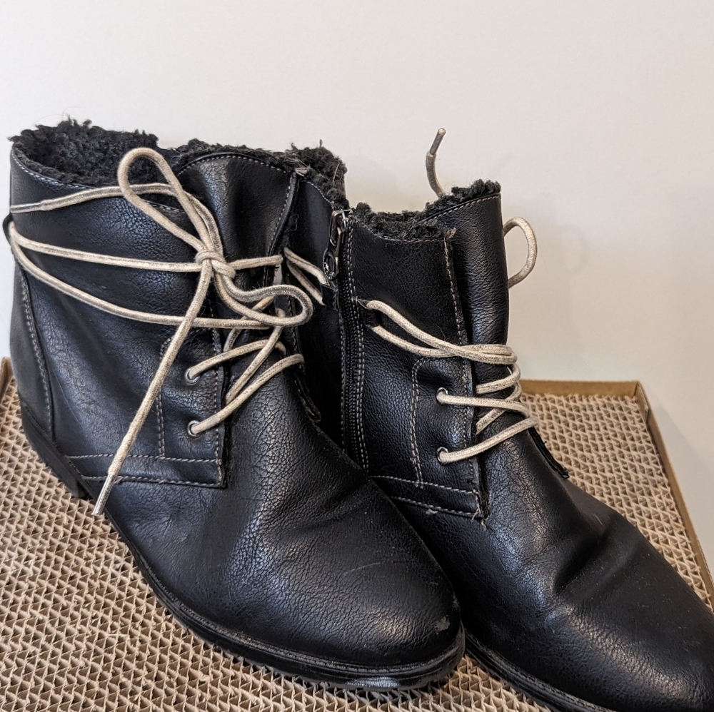 Black booties with side zipper
